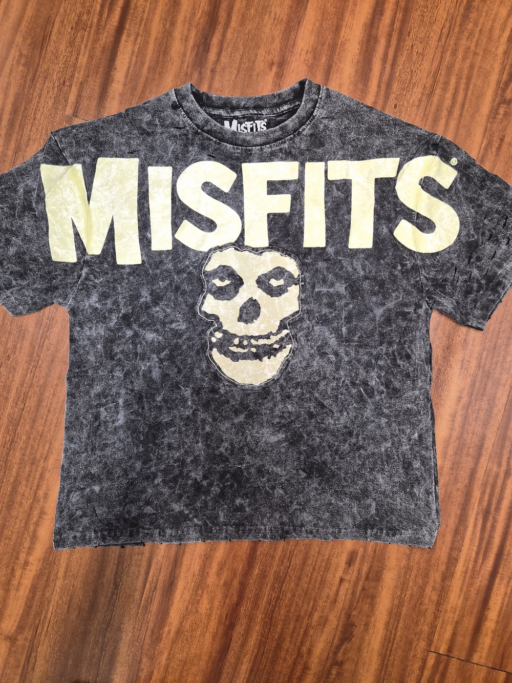 Misfits Logo Black Mineral-Wash Polo Tee